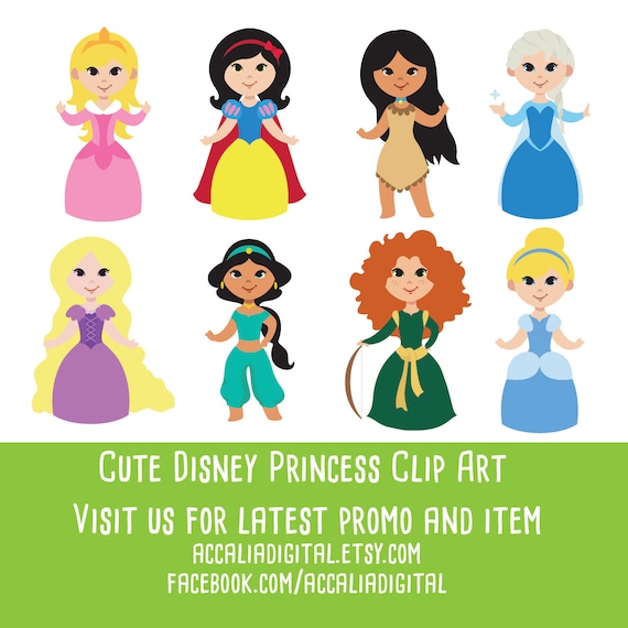 Disney Princess Clipart Cute princess Clipart by accaliadigital