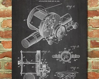 Fly Fishing Gift Idea, Fly Fishing Art, Gift Ideas for Dad Birthday Gift Idea, Fly Fishing Poster, Fly Fishing Reel, Fishing Patent P178