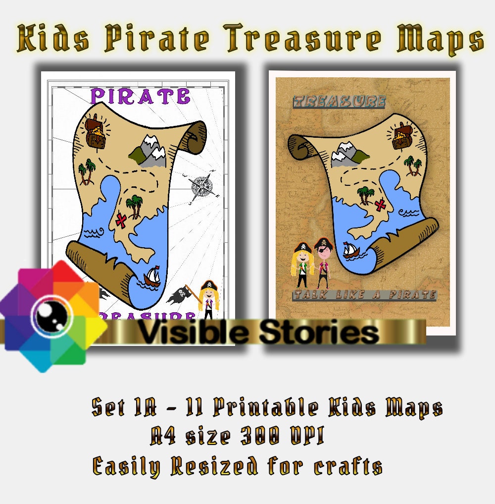 kids printable pirate treasure maps set 1a for framing