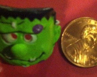 Dollhouse Miniature green Frankenstein Halloween mask