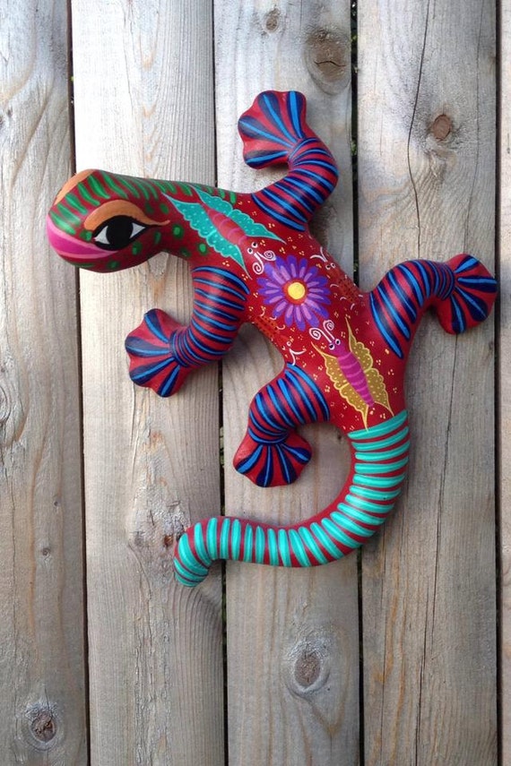 Mexican Folk Art Red Lizard Wall Decor