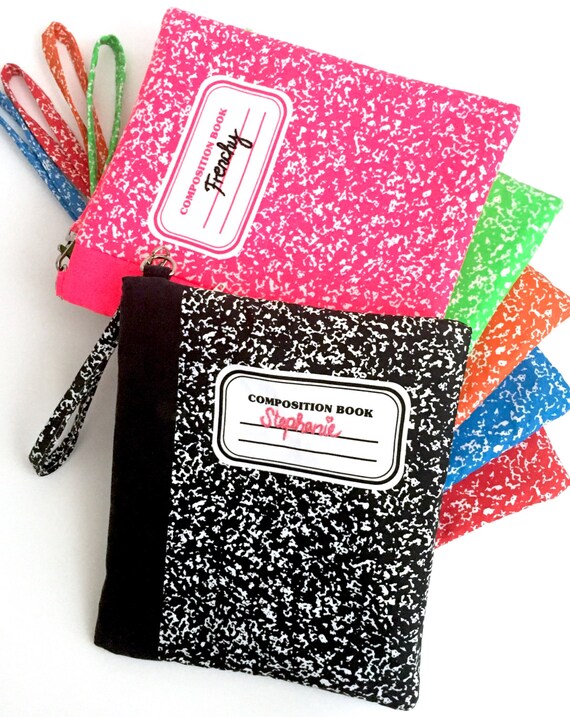 Items similar to PERSONALIZED Composition Notebook Clutch Purse