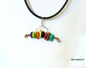 Fun Summer Jewelry Leather Necklace Freestyle Agate Pendant - N2013-02