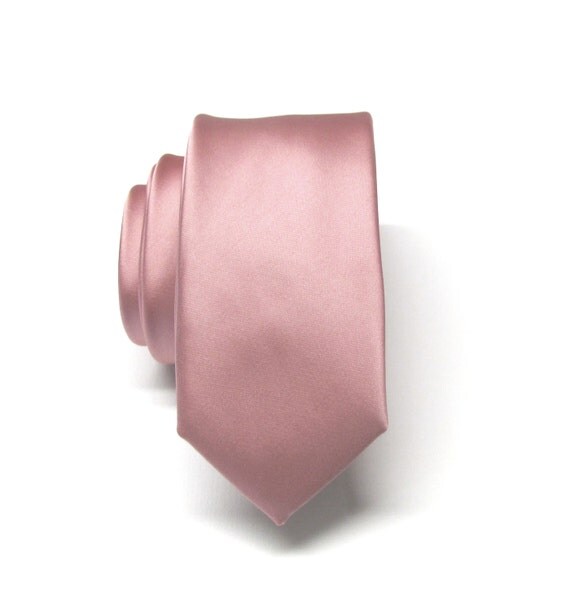 Skinny Pink Tie. Mens Tie Dusty Rose Skinny Tie With Matching