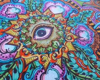 All Seeing Eye, Original Art, Mandala Art, Freestyle mandala, freehand mandala, singleton art, hippie art, evil eye, trippy art,