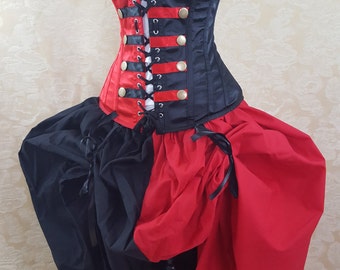 Red And Black Steampunk Harley Quinn/Queen Of Hearts Inspired corset-to fit 33-36" natural waist