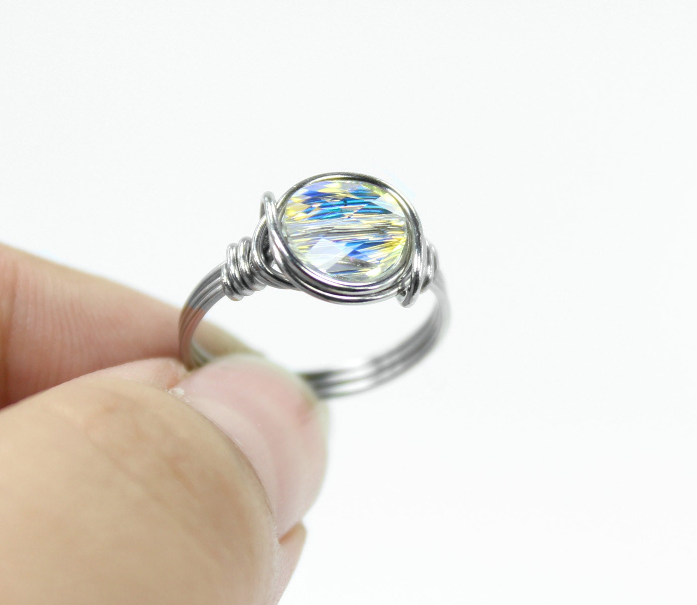 Crystal Promise Ring Swarovski Ring by PriscillasJewelry on Etsy