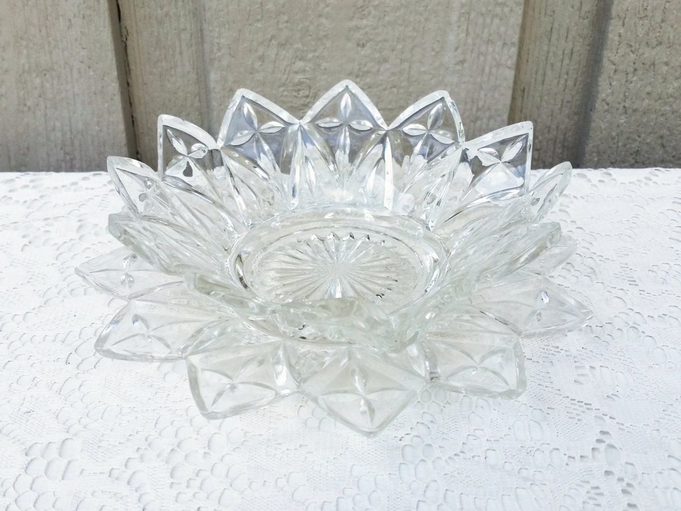 Federal Glass Flower Petal Pattern Small Plate and Bowl Bread
