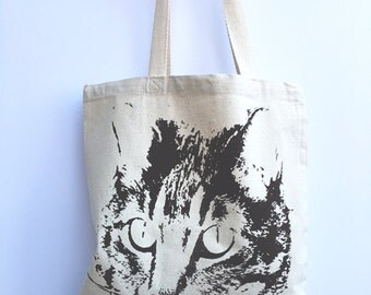 CAT - Eco-Friendly Market Tote Bag - Hand Screen printed (Ships FREE!)