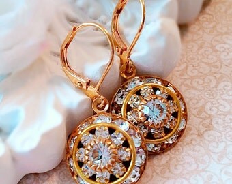 Art Deco Earrings - Diamond - Crystal Cluster Earrings - Italian Renaissance Jewelry - AURORA Ice
