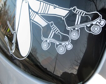 roller derby car decal, car decal for woman, roller skating sticker, street skating, bowls, FREE SHIPPING