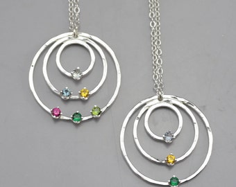 Grandmother's Birthstone Necklace - Custom Made Three Circle Birthstone Pendant - Birthstone Jewelry - Custom Mother's Jewelry