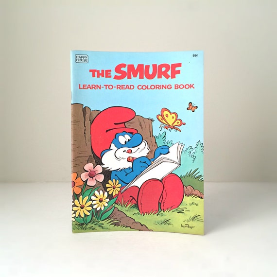 Download Vintage Smurfs Coloring Book 1980's Learn To Read Kids