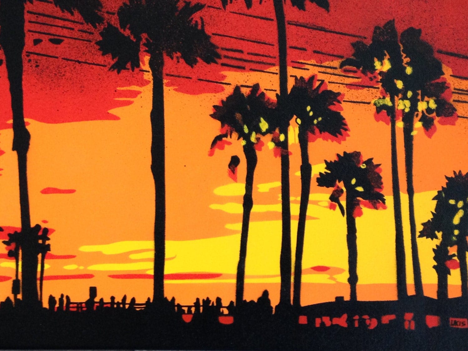 1 DIGITAL DOWNLOAD Sunset in Los Angeles stencil art painting