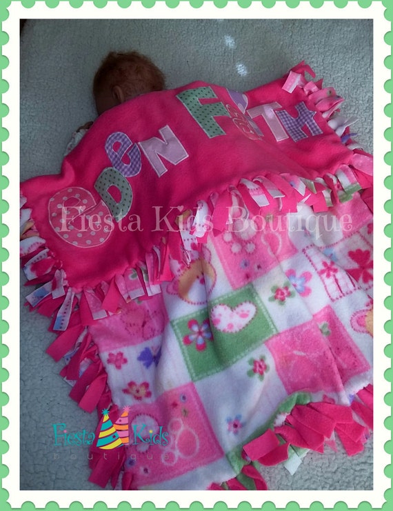 Baby girl fleece blanket personalized by FiestaKidsBoutique