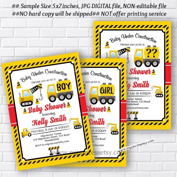 Construction Baby Shower Invitation boy baby shower by miprincess
