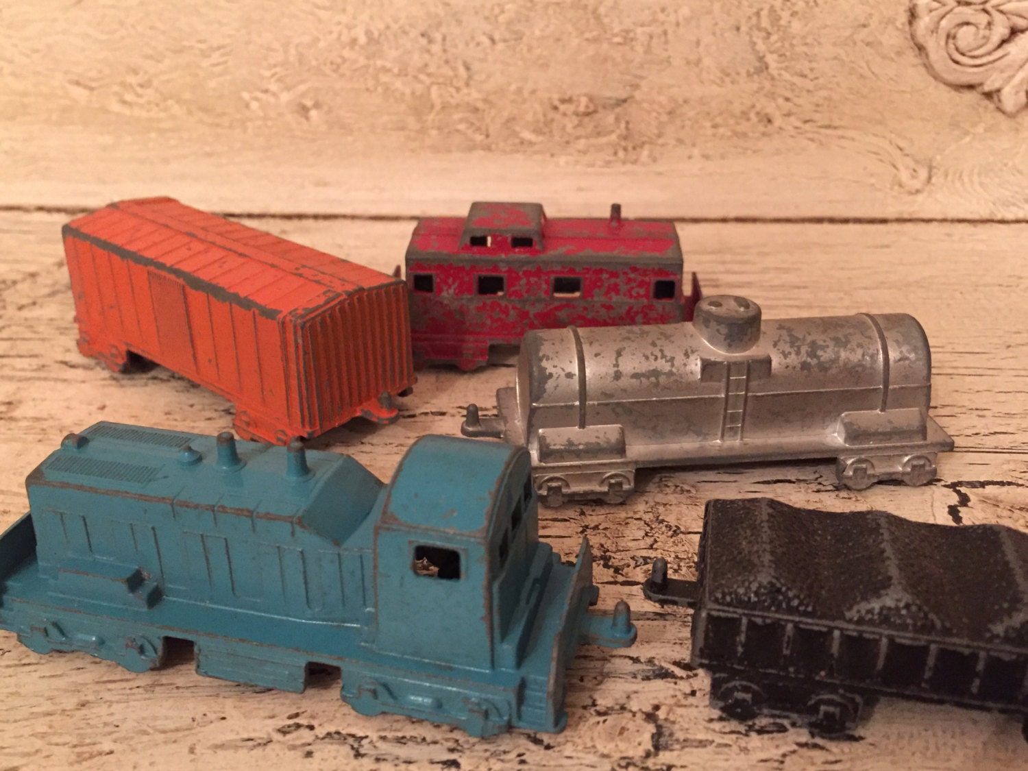 5 Vintage Metal Toy Trains Instant Collection Midgetoy