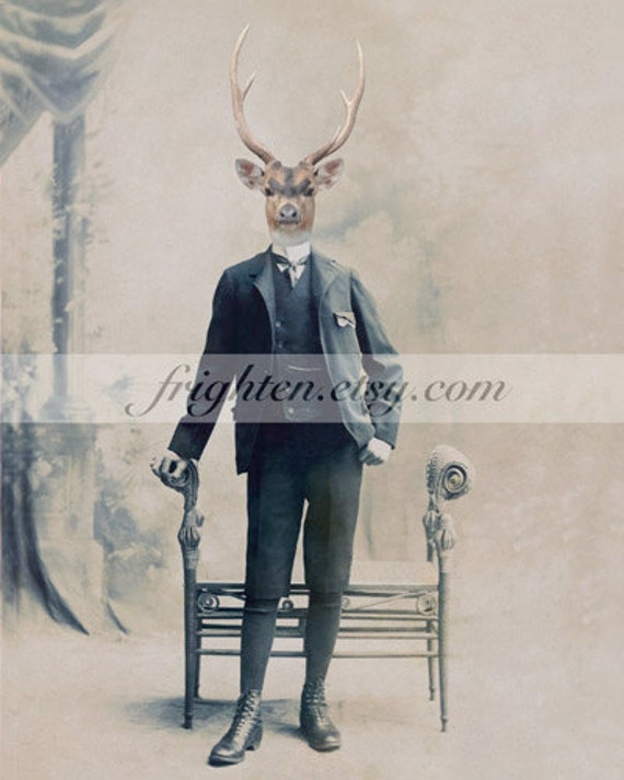 Deer in Suit Victorian Animal in Clothes Masculine by frighten