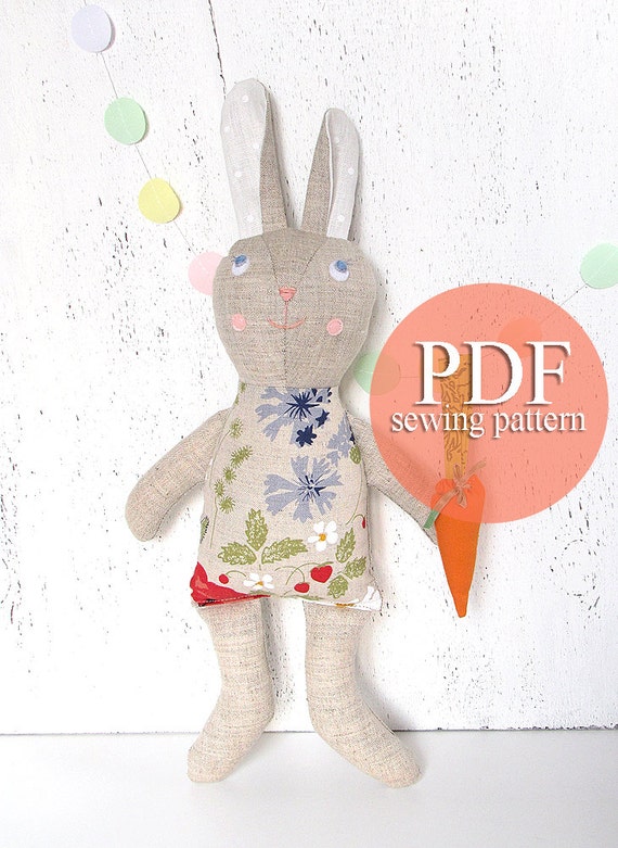 Stuffed toy bunny pdf sewing pattern Easter bunny by JoyfulRiver