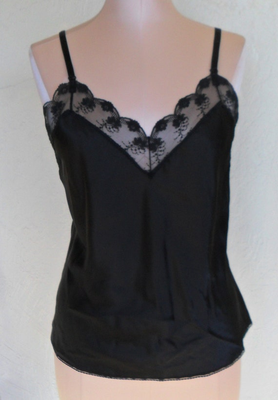 Vintage Camisole Satin Black by Body Chic Size Medium