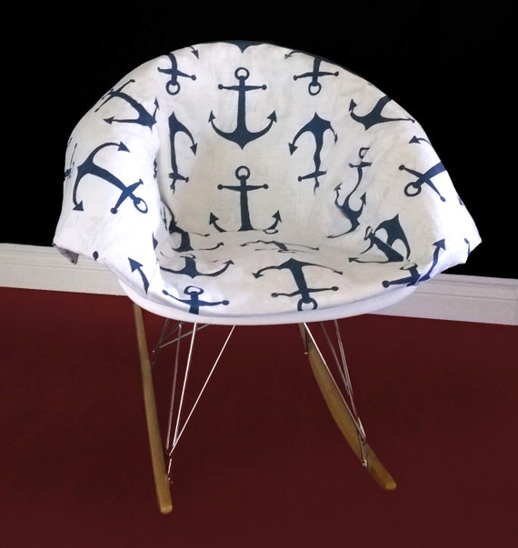 Navy Nautical Anchor EAMES Rocking Chair Pad