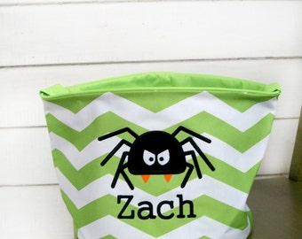 Personalized Spider trick or treat bag, Personalized Halloween bags, halloween buckets