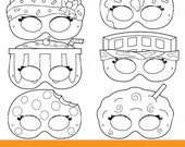 Items similar to Dessert Printable Coloring Masks, donut mask, cupcake ...