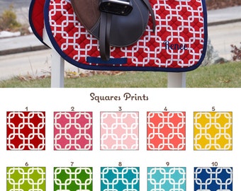Custom Saddle Pad Squares/Knots Print Many Colors - MADE TO ORDER