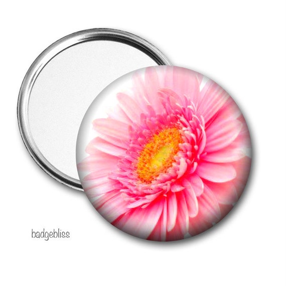 Pink Flower Pocket mirror purse mirror compact pocket