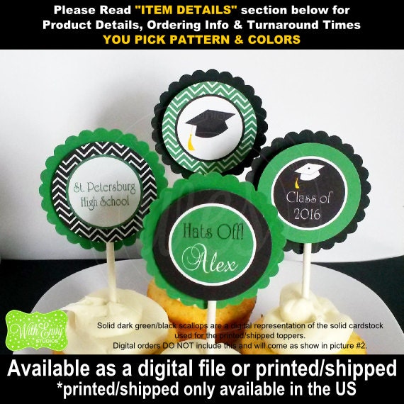 Graduation Party Circles - Graduation Cupcake Toppers - Custom Party Circles - Graduation Party Decor - Digital and Printed Il_570xn