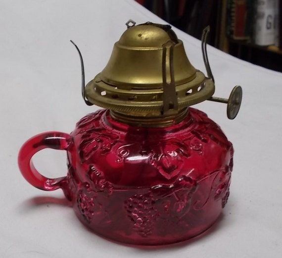 Ruby Red Oil Lamp Kerosene Hurricane Lamp With Red Top Glass