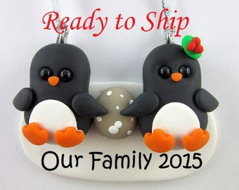 Ready to Ship Pregnant Couple Expecting Parents Penguin Christmas Ornament
