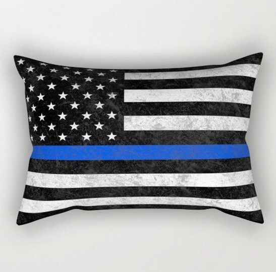 Thin Blue Line Throw Pillow / Cover Indoors and Outdoors
