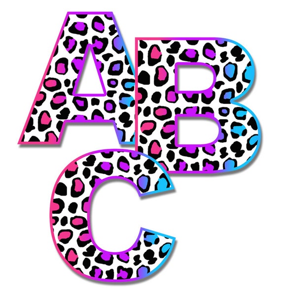 leopard letter decals rainbow alphabet wall art personalized