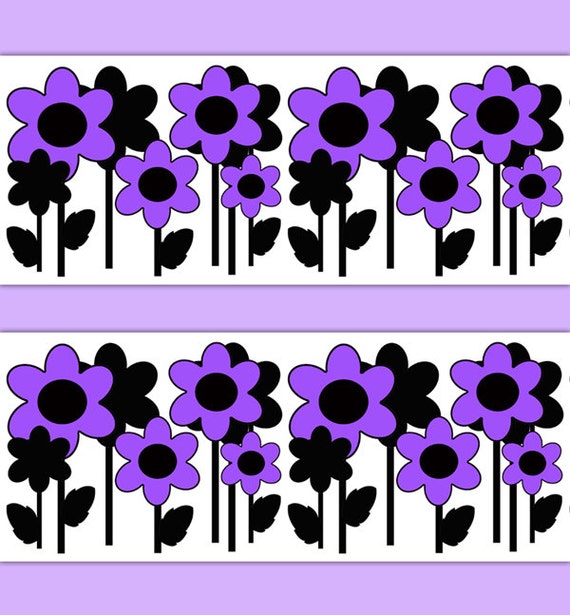 FLORAL BORDER DECAL Purple Wallpaper Girl Wall Art Flower