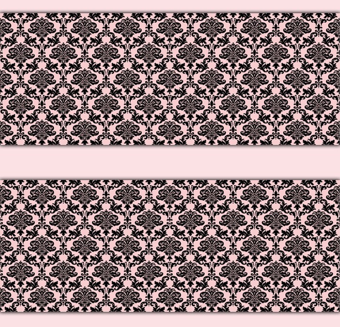 PINK BLACK DAMASK Wallpaper Border Wall Art Decal Girl Nursery