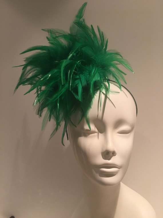 Green Fascinator Feather Headband Derby Fascinator