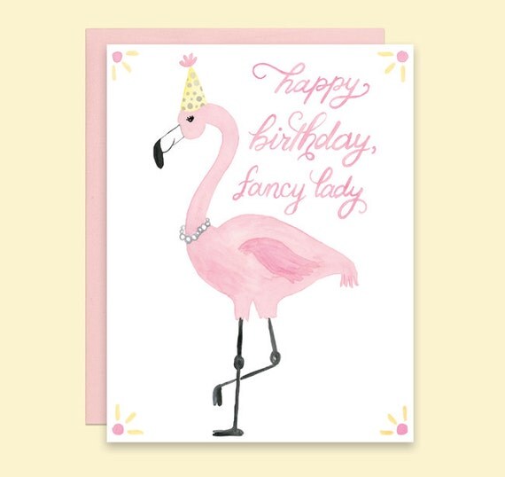 Flamingo Birthday Card Happy Birthday Flamingo Card Fancy