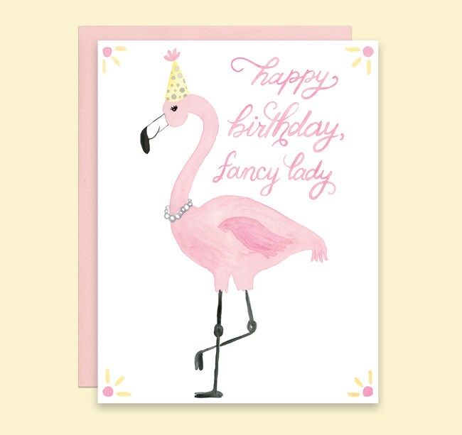 Flamingo Birthday Card Happy Birthday Flamingo Card Fancy