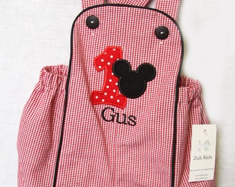 Mickey Mouse Birthday Outfit | Mickey Mouse Birthday Shirt | Baby Boy Sunsuit | Baby Boy Clothes | Boys 1st Birthday | Twin Babies 292472