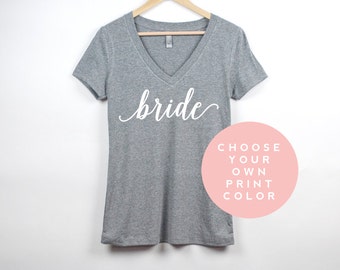 Bride Shirt | Custom V Neck Bachelorette Party Shirts | Personalized Bridal Shower Shirts | Wifey Shirt Custom Color Bride Gift | Bridesmaid