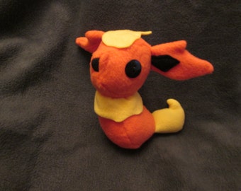 Flareon Pokemon Plush, Geeky, Unique Gift for Video Game Lovers, Nerds, and Kids, Eeveelution Toy, Kawaii Handcrafted Plushie Squishy