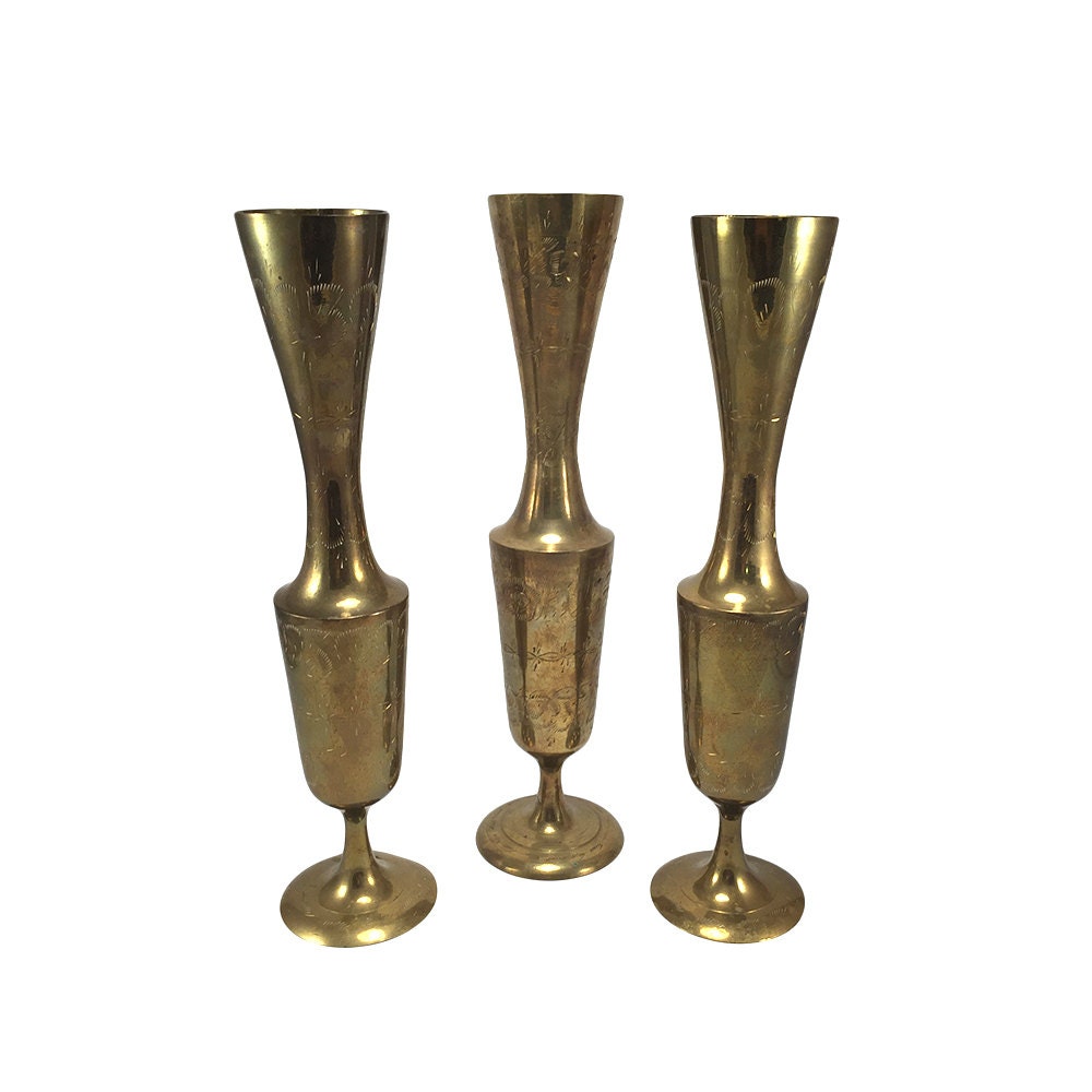 TALL Vintage Brass Vases Wedding Decor Centerpiece Indian