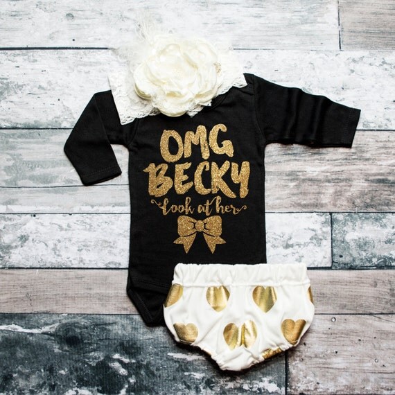 Shirt Baby Girl Clothes OMG BECKY Shirt Look by ShopVivaLaGlitter