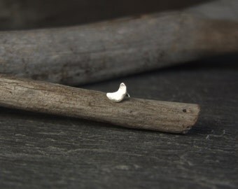 Moon Nose Stud // Eco Sterling silver // Choose wire gauge 22g 20g 18g //