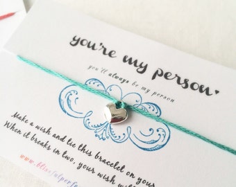 Wish Bracelets - You're My Person, Friendship Bracelet, Best Friend, Besties, Partner in Crime, Best Friend Gift