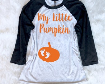 My Little Pumpkin Baseball Style Shirt. XS-3XL. Pregnancy Halloween Shirt. Baby Bump Halloween Shirt. Maternity Halloween Shirt.