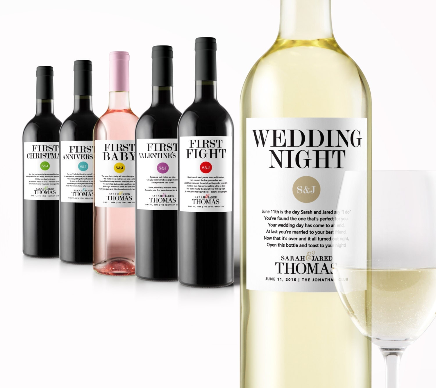 Wedding Milestone Wine Labels A Year of Firsts Wine