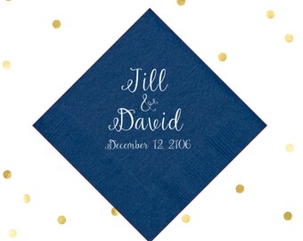 Wedding Napkins, Personalized Napkins, Anniversary Napkins, Wedding Favors, Custom Napkins, Gold Foil, Shower Napkins, Wedding Napkins