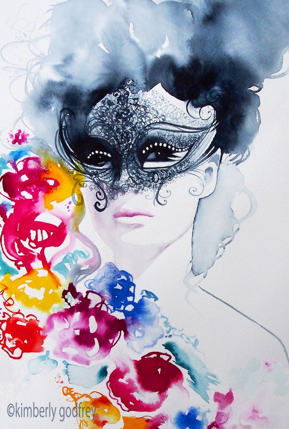 Masquerade Ball Watercolor Art Print Original By Kimberlygodfrey